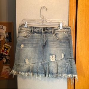 ruffle denim skirt